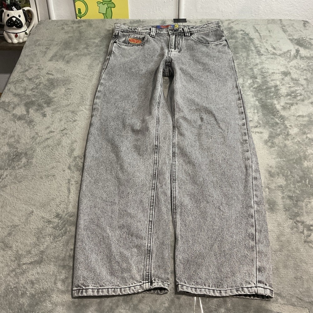 Empyre Jeans Gray Relaxed Straight Leg Denim Distressed 90s Grunge Skater Sz 27